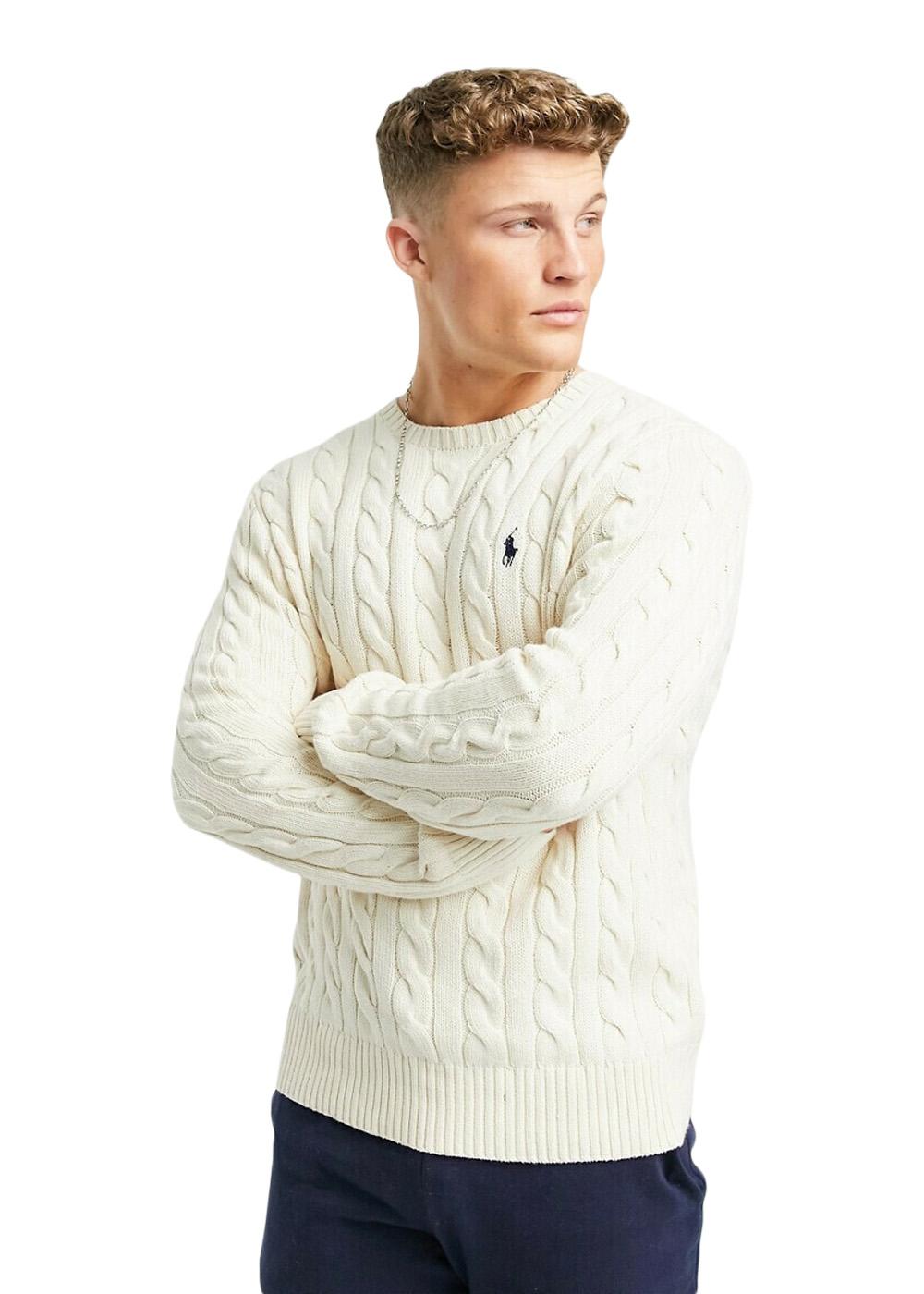 Cable Knit Cotton Sweat - Cream-Knitwear-Ralph Lauren-Butler Loftet