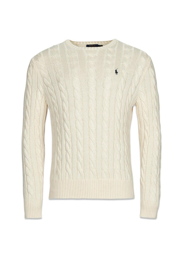 Cable Knit Cotton Sweat - Cream-Knitwear-Ralph Lauren-Butler Loftet