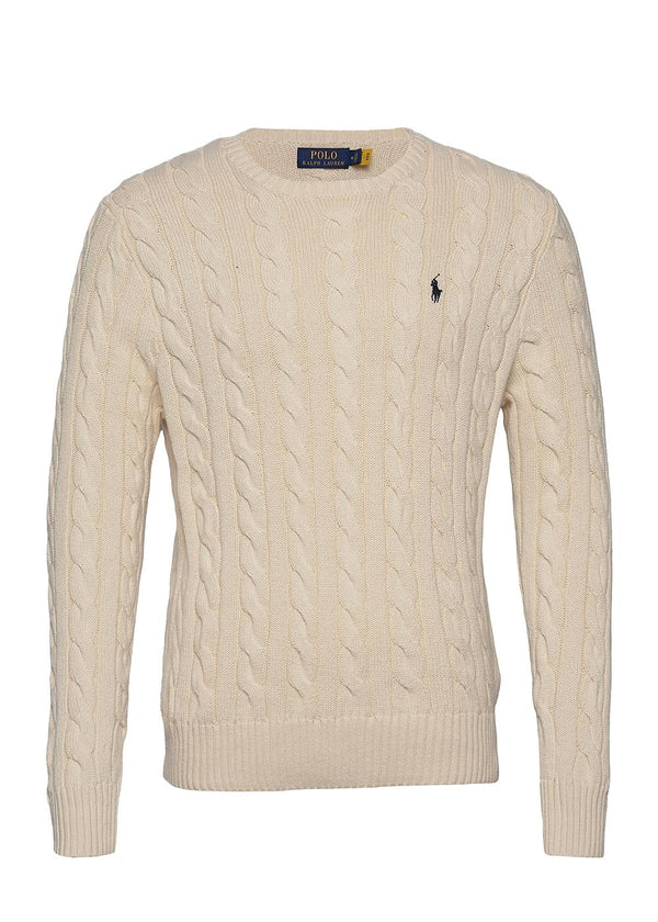 Cable Knit Cotton Sweat - Cream-Knitwear-Ralph Lauren-Butler Loftet