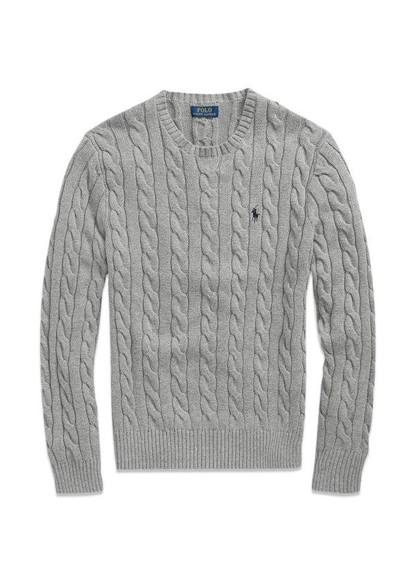 Cable Knit Cotton Sweat - Grey-Knitwear-Ralph Lauren-Butler Loftet