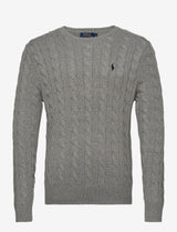 Cable Knit Cotton Sweat - Grey-Knitwear-Ralph Lauren-Butler Loftet