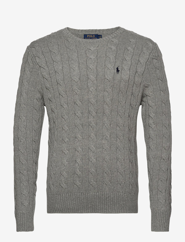 Cable Knit Cotton Sweat - Grey-Knitwear-Ralph Lauren-Butler Loftet