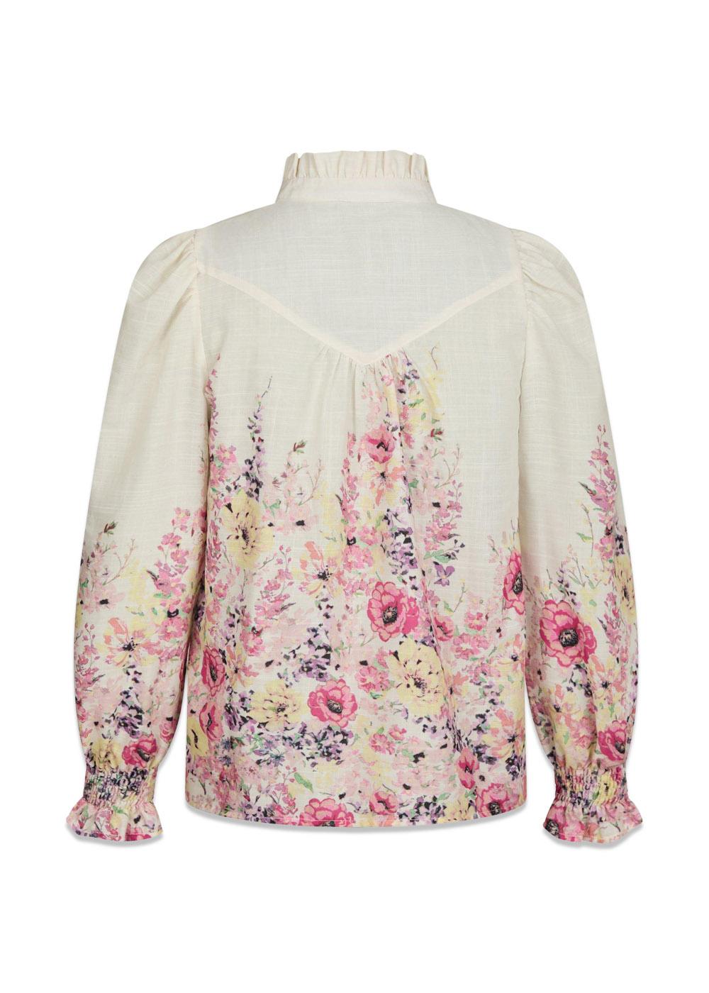 Calloma Flower Print Blouse - Ivory-Blouses-Neo Noir-Butler Loftet