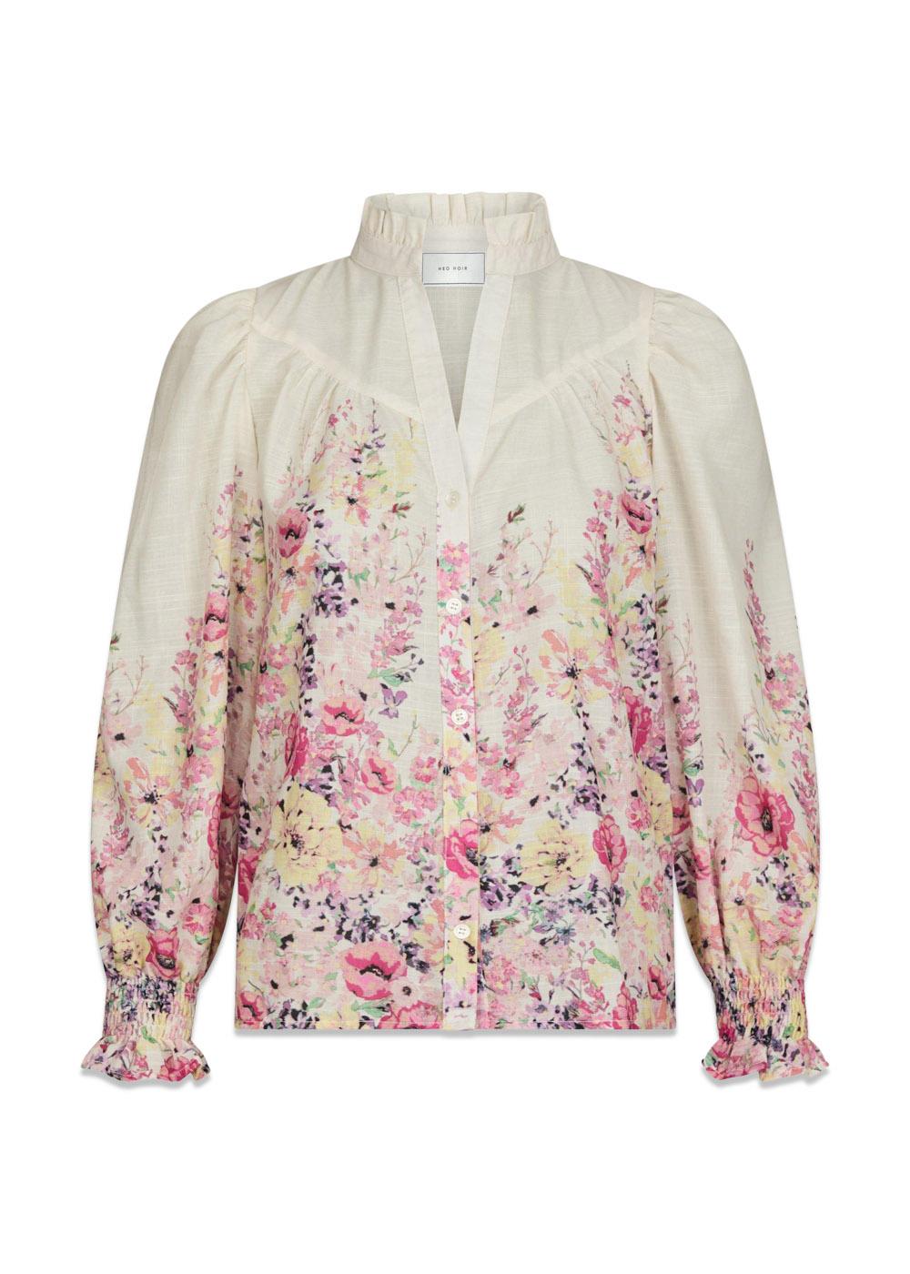Calloma Flower Print Blouse - Ivory-Blouses-Neo Noir-Butler Loftet