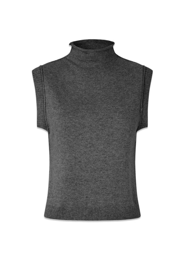 Carla High Neck Top - Gull-Knitwear-Oval Square-Butler Loftet