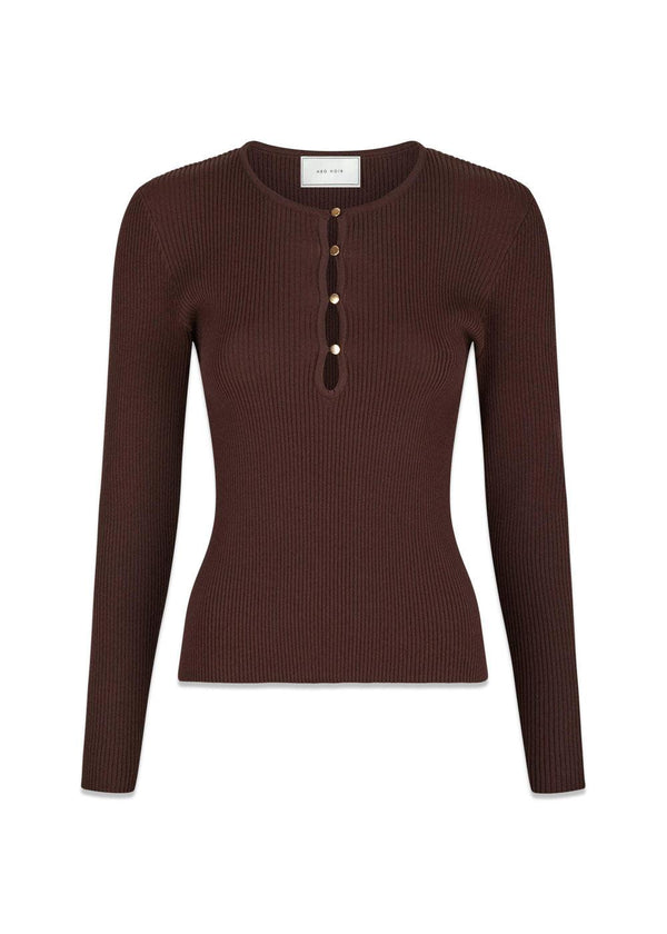 Carlton Knit Blouse - Brown-Knitwear-Neo Noir-Butler Loftet
