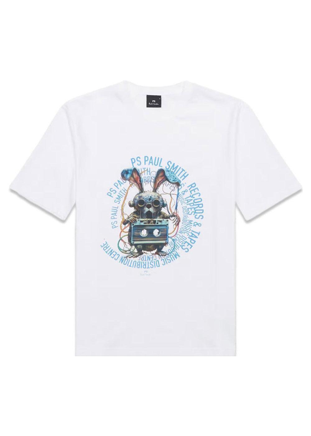 Casual Fit SS T-Shirt Tape - White-T-shirts-Paul Smith - PS-Butler Loftet