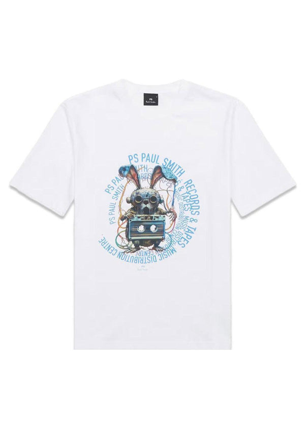 Casual Fit SS T-Shirt Tape - White-T-shirts-Paul Smith - PS-Butler Loftet