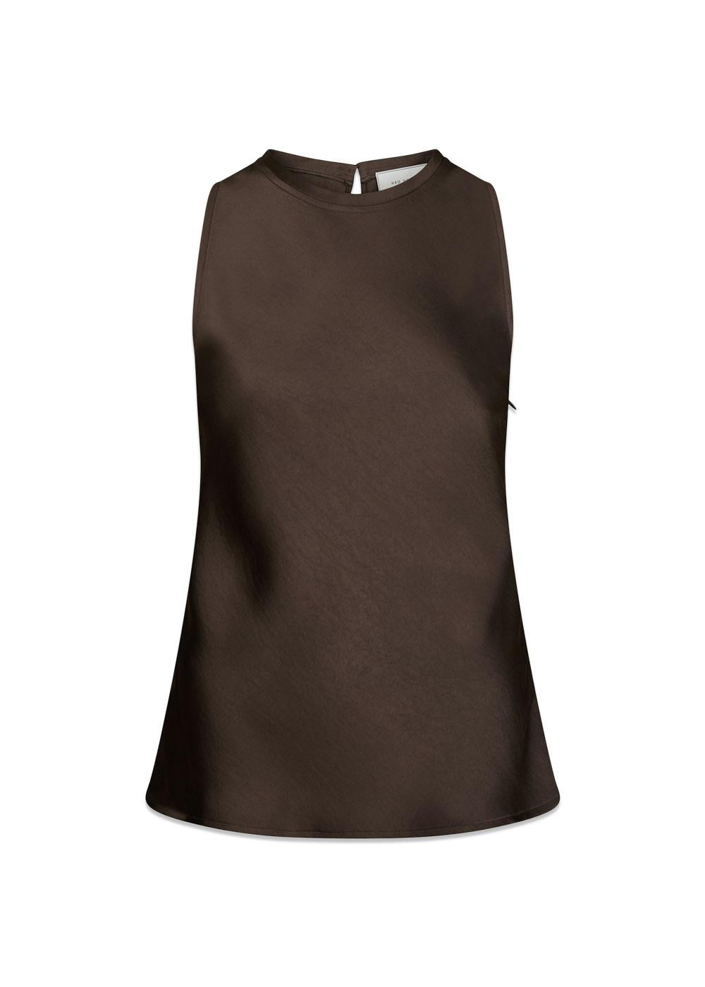Celina Heavy Sateen Top - Dark Brown-Top-Neo Noir-Butler Loftet