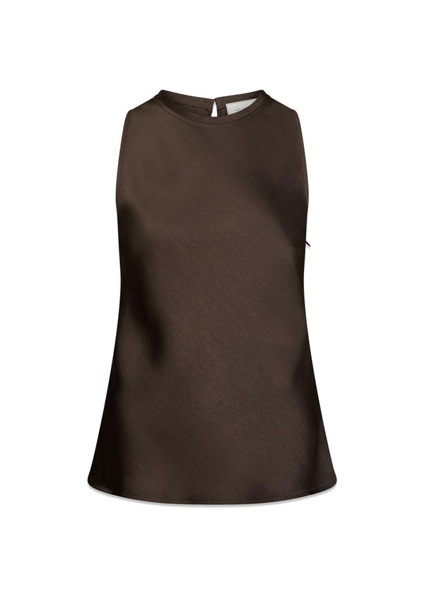 Celina Heavy Sateen Top - Dark Brown-Top-Neo Noir-Butler Loftet