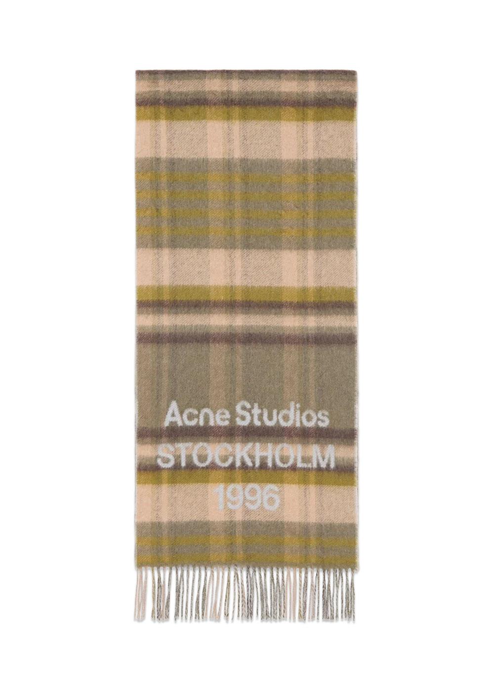 Check Logo Scarf - Olive Green/Grey-Scarf-Acne Studios-Butler Loftet