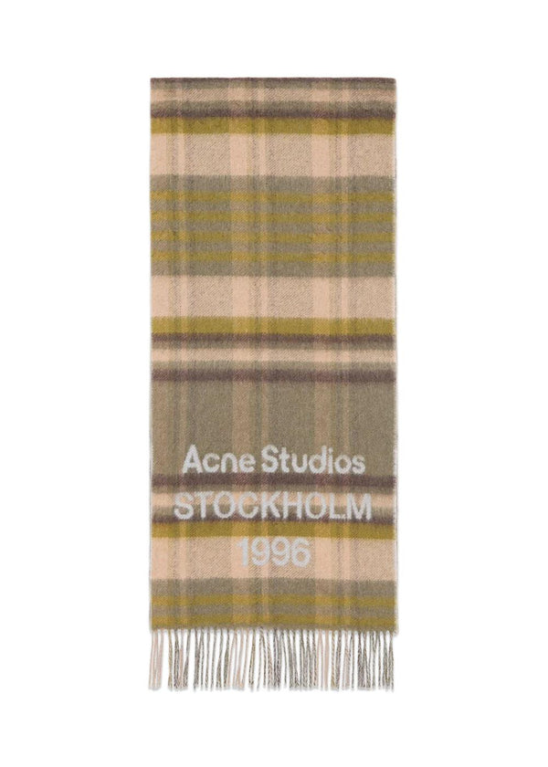 Check Logo Scarf - Olive Green/Grey-Scarf-Acne Studios-Butler Loftet