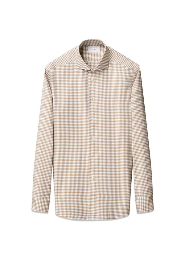 Check Signature Oxford Shirt - Beige-Shirts-Eton-Butler Loftet