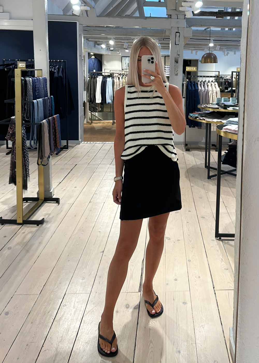 Chira Boucle Knit Stripe Top - Black Striped-Knitwear-Neo Noir-Butler Loftet