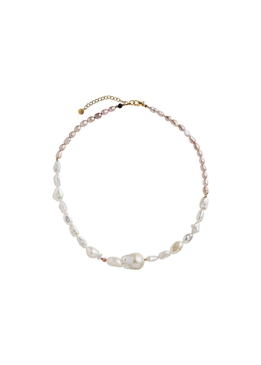 Stine A's Chunky Glamour Pearl Necklace - White & Rose - Gold. Køb halskæder her.