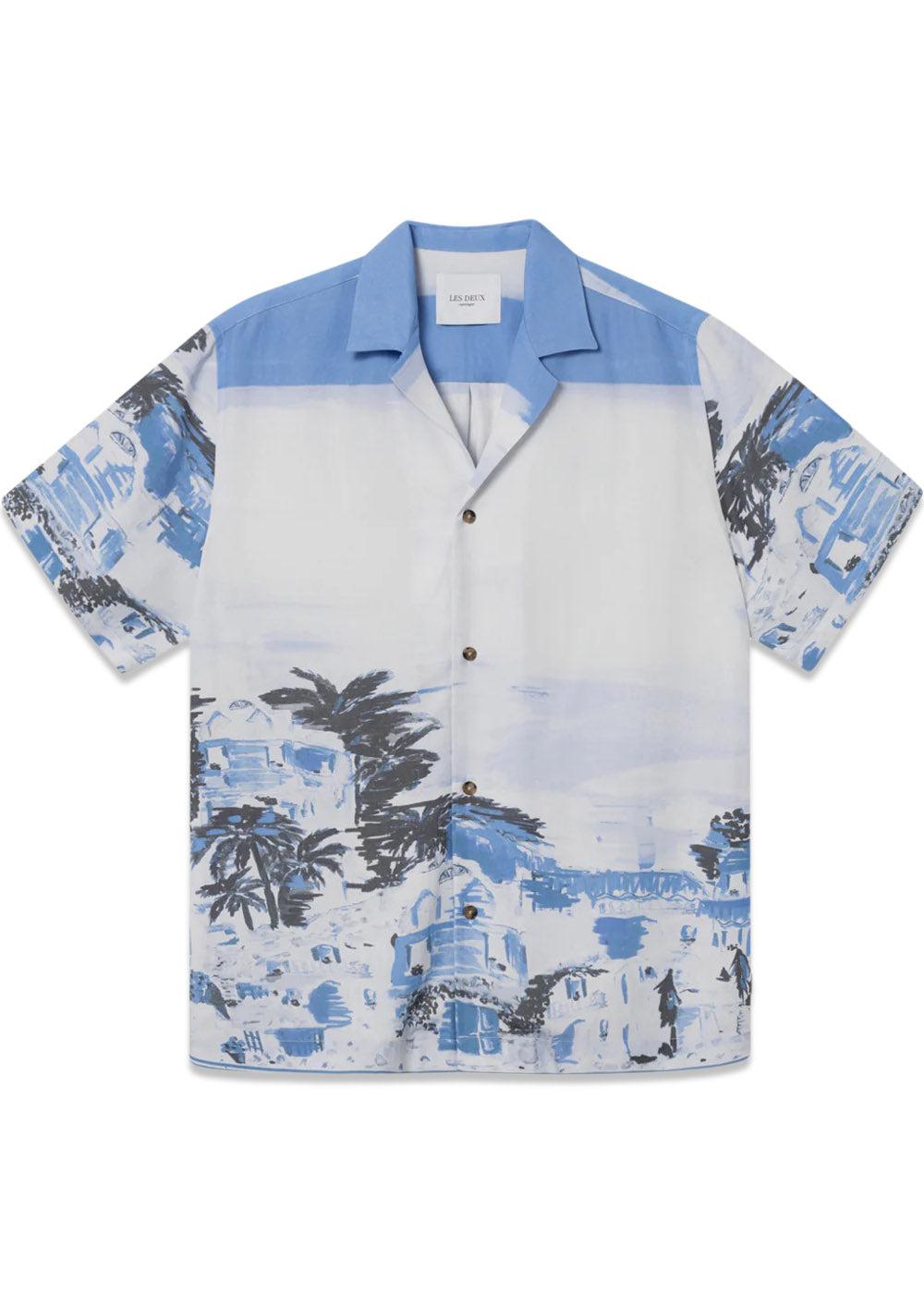 Coastal AOP SS Shirt - Washed Denim Blue