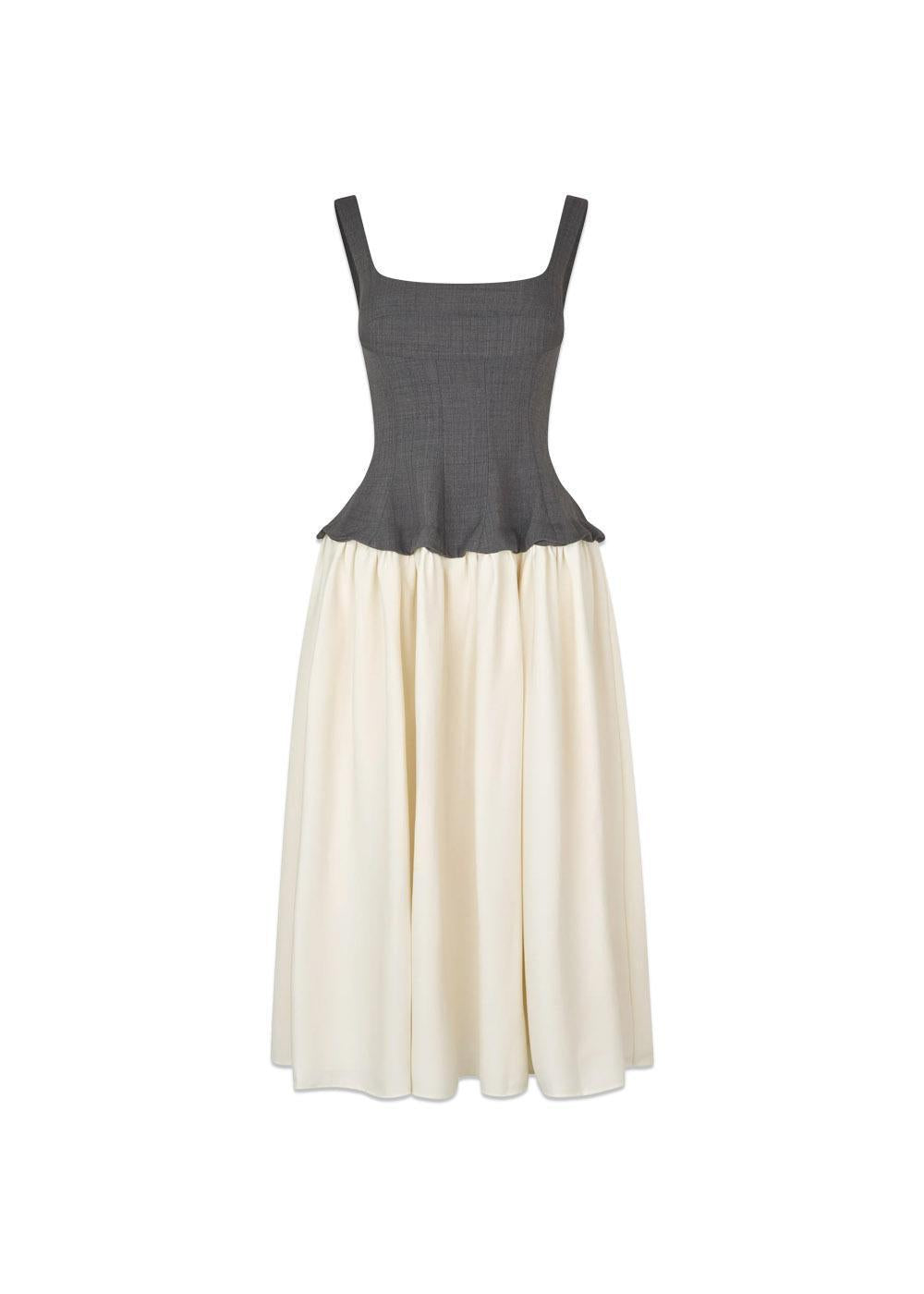 Corset Long Dress - Melange Grey / Cream-Dress-Stine Goya-Butler Loftet