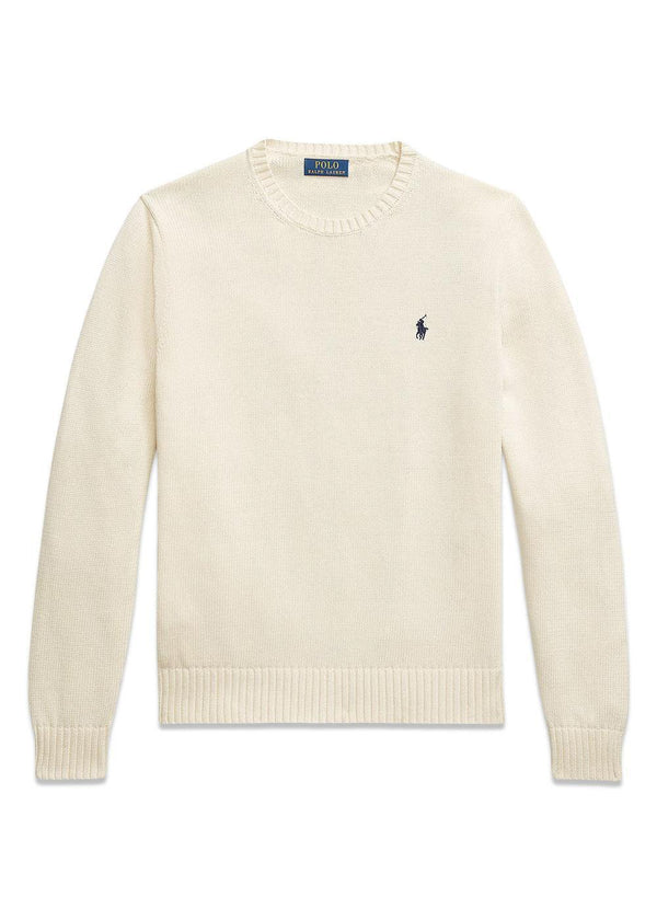 Cotton Crewneck Sweater - Cream-Knitwear-Ralph Lauren-Butler Loftet