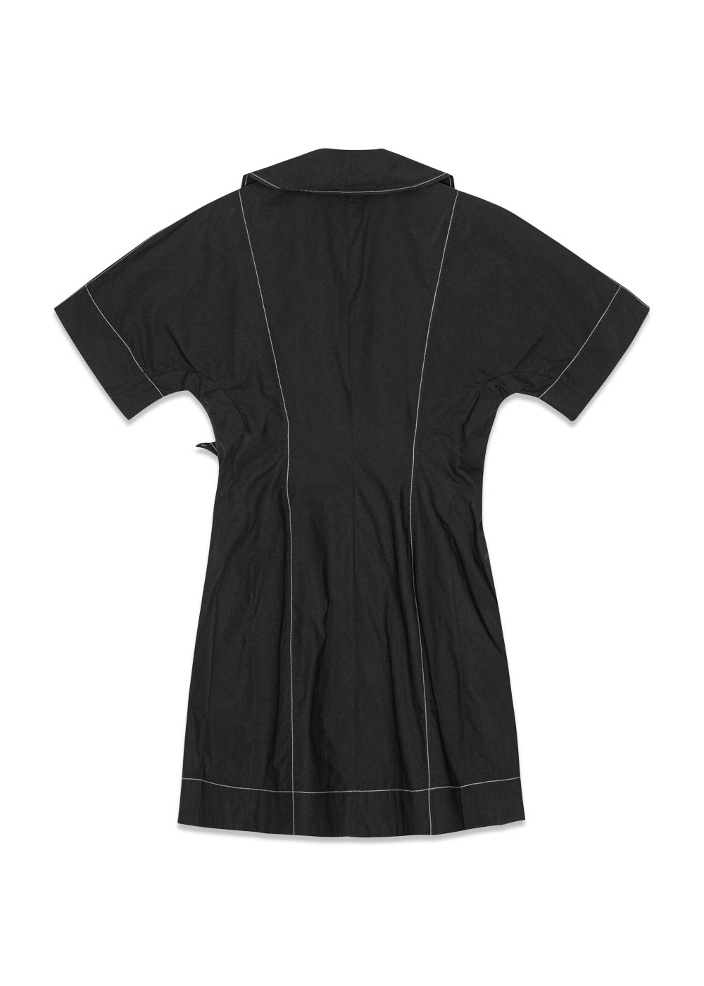 Cotton Poplin Wrap Mini Dress - Black
