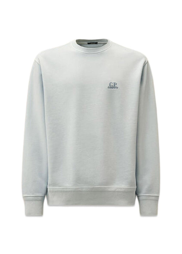 Crew Neck Cotton Diagonal Fleece - Light Blue