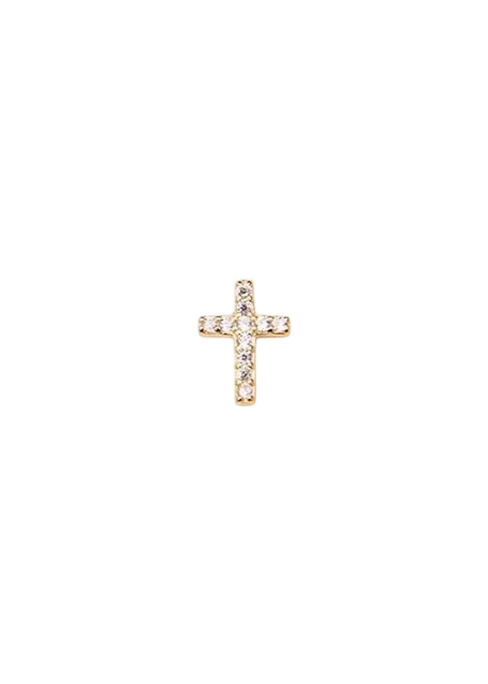 Cross Crystal Stud - Fg, Goldplated