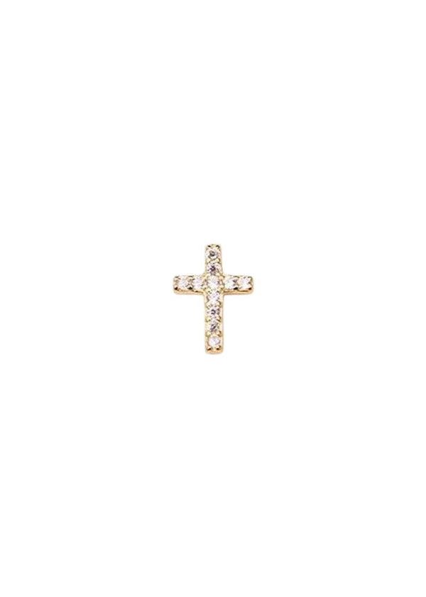 Cross Crystal Stud - Fg, Goldplated