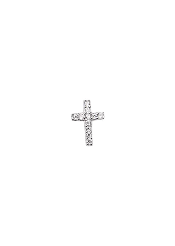 Cross Crystal Stud - S,Silver