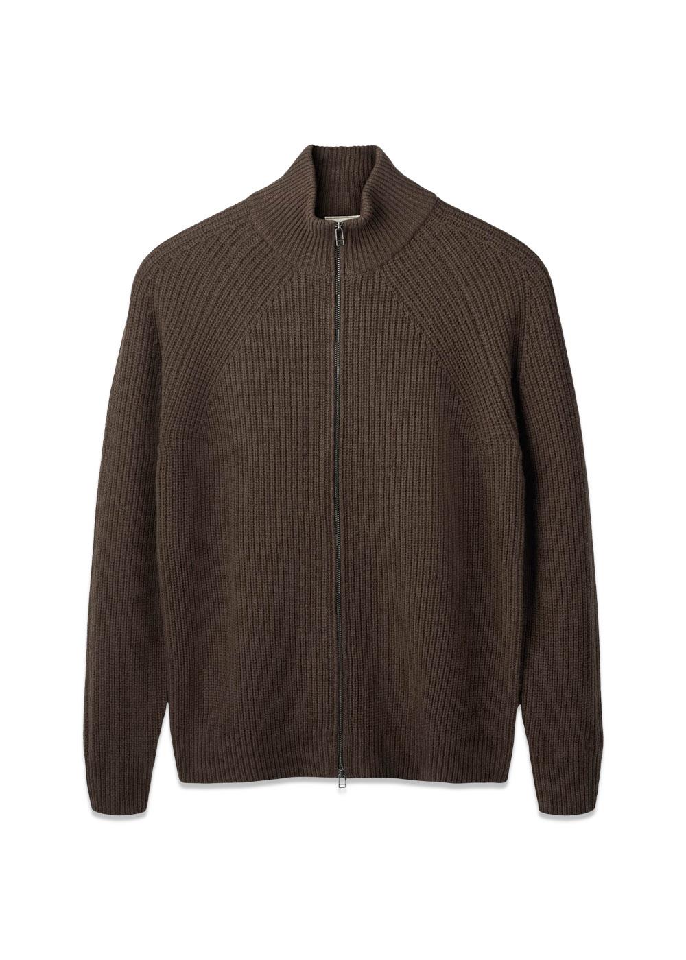 DELTA WOOL ZIP KNIT - Dark Brown-Knitwear-Forét-Butler Loftet