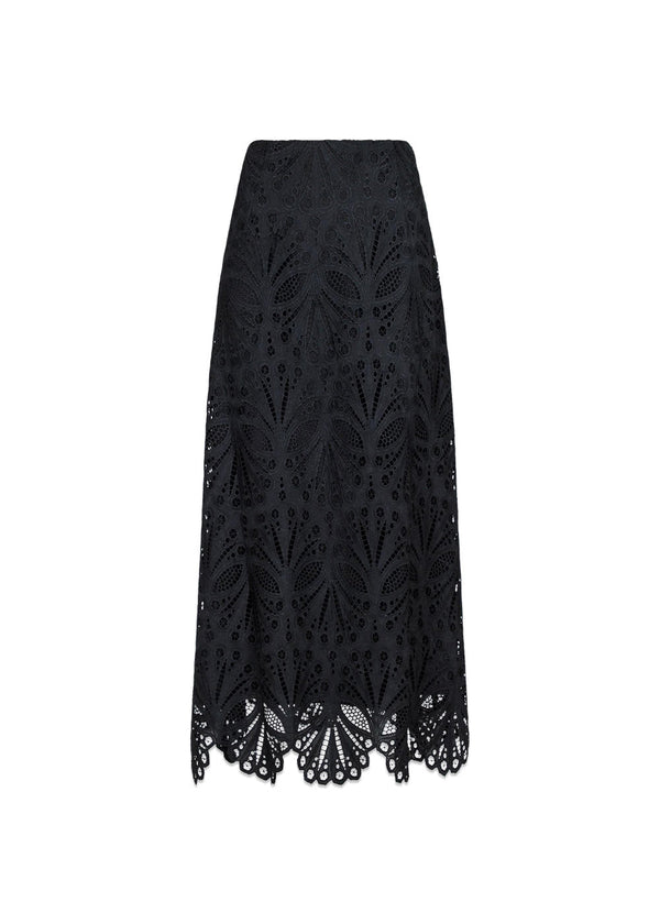 Daia Embroidery Skirt - Black