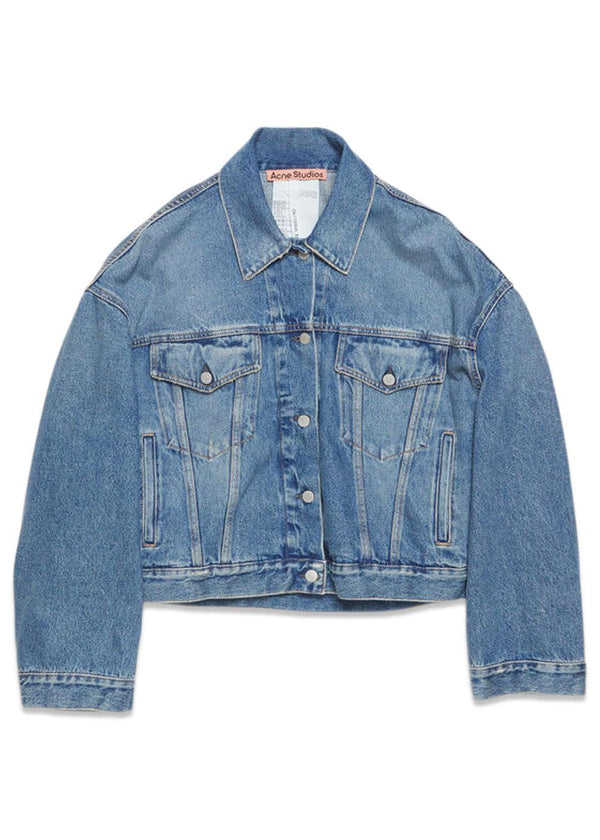 Denim Jacket - Relaxed cropped fit - Mid Blue