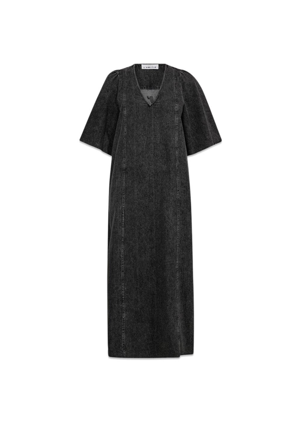 Denim Raw Hem Dress Black - Washed Black-Dress-HAUTE L’AMITIÉ-Butler Loftet