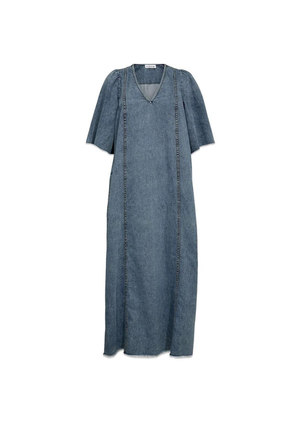 Denim Raw Hem Dress - Denim Blue-Dress-HAUTE L’AMITIÉ-Butler Loftet