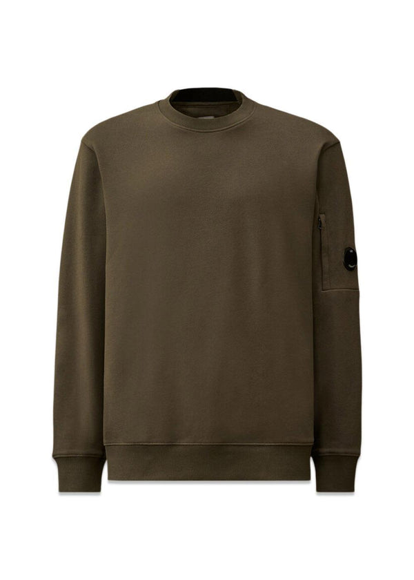 Diagonal Raised Fleece Crewneck Lens - Gunmetal-Sweatshirts-C.P. Company-Butler Loftet