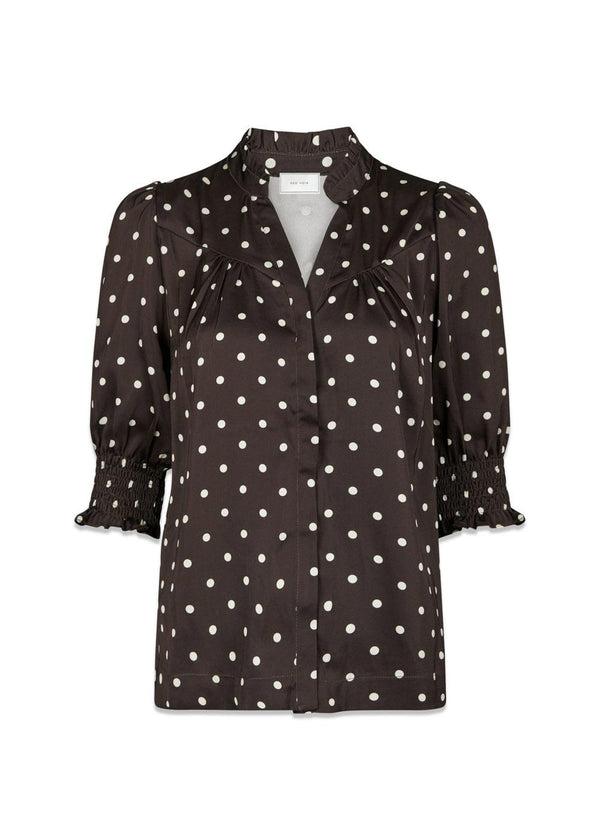 Diana Dot Blouse - Dark Brown-Blouses-Neo Noir-Butler Loftet