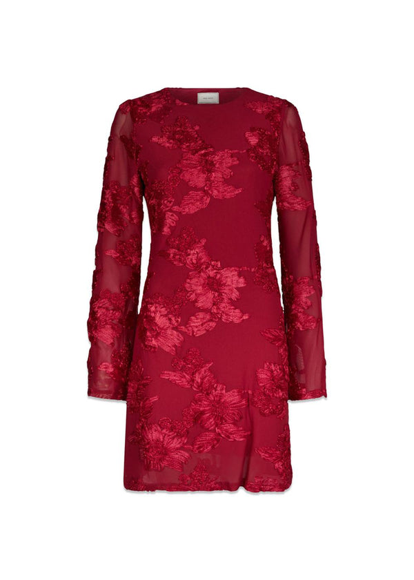 Dirina Big Flower Mesh Dress - Red-Dress-Neo Noir-Butler Loftet