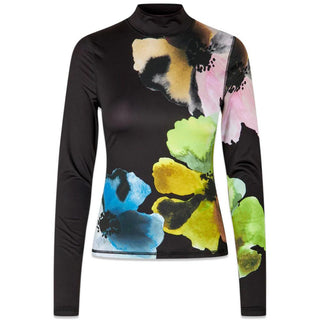 Elastic High Neck Collared Top - Watercolor Bloom Maxi-Blouses-Stine Goya-Butler Loftet