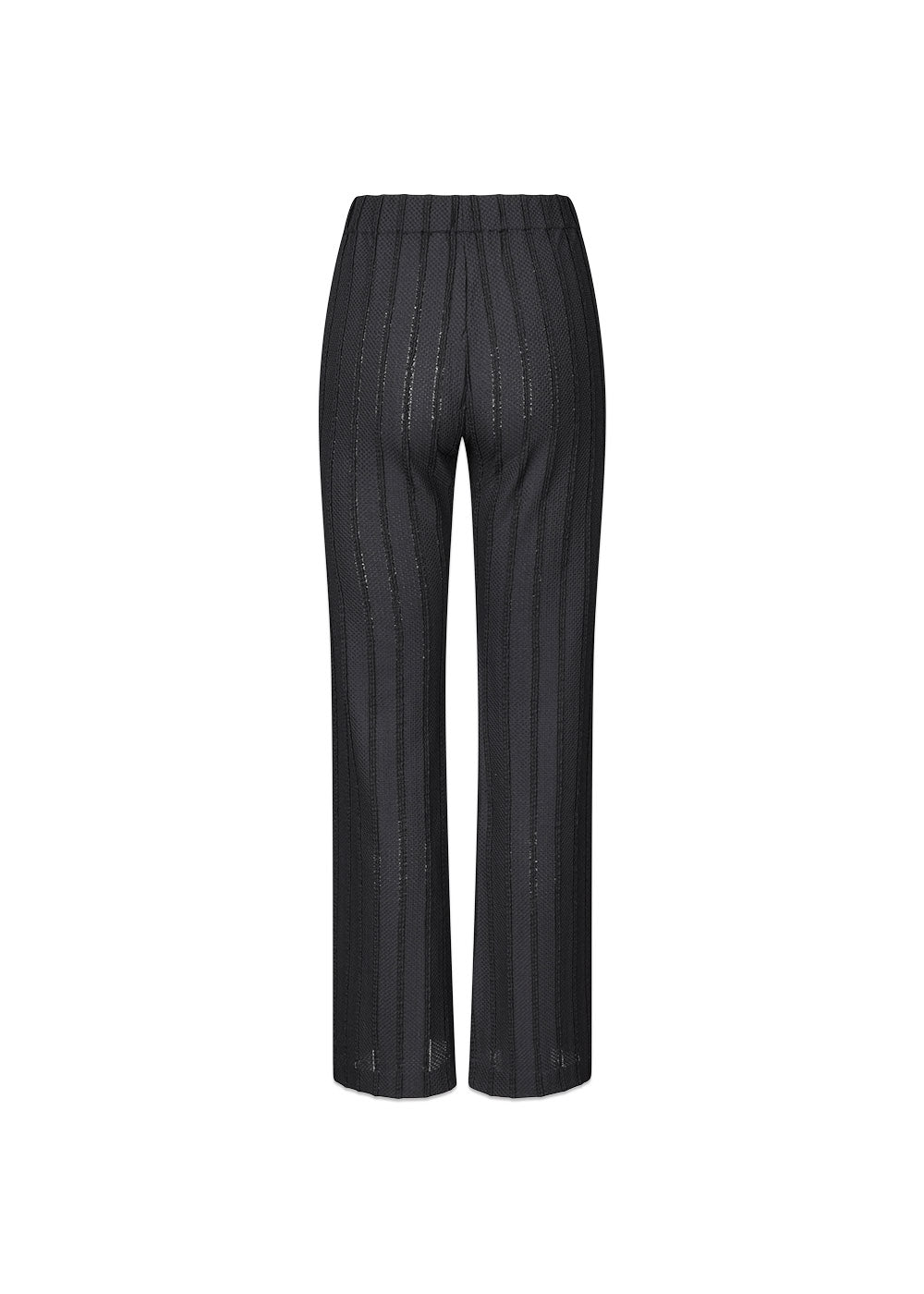 Elasticated Straight Long Pants - Black / White