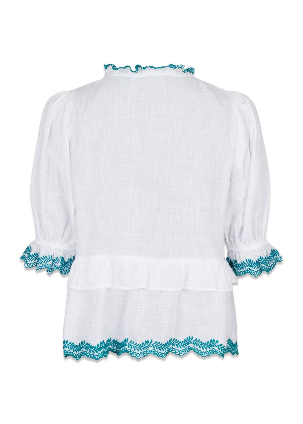 Emmi Embroidery Blouse - White/Green