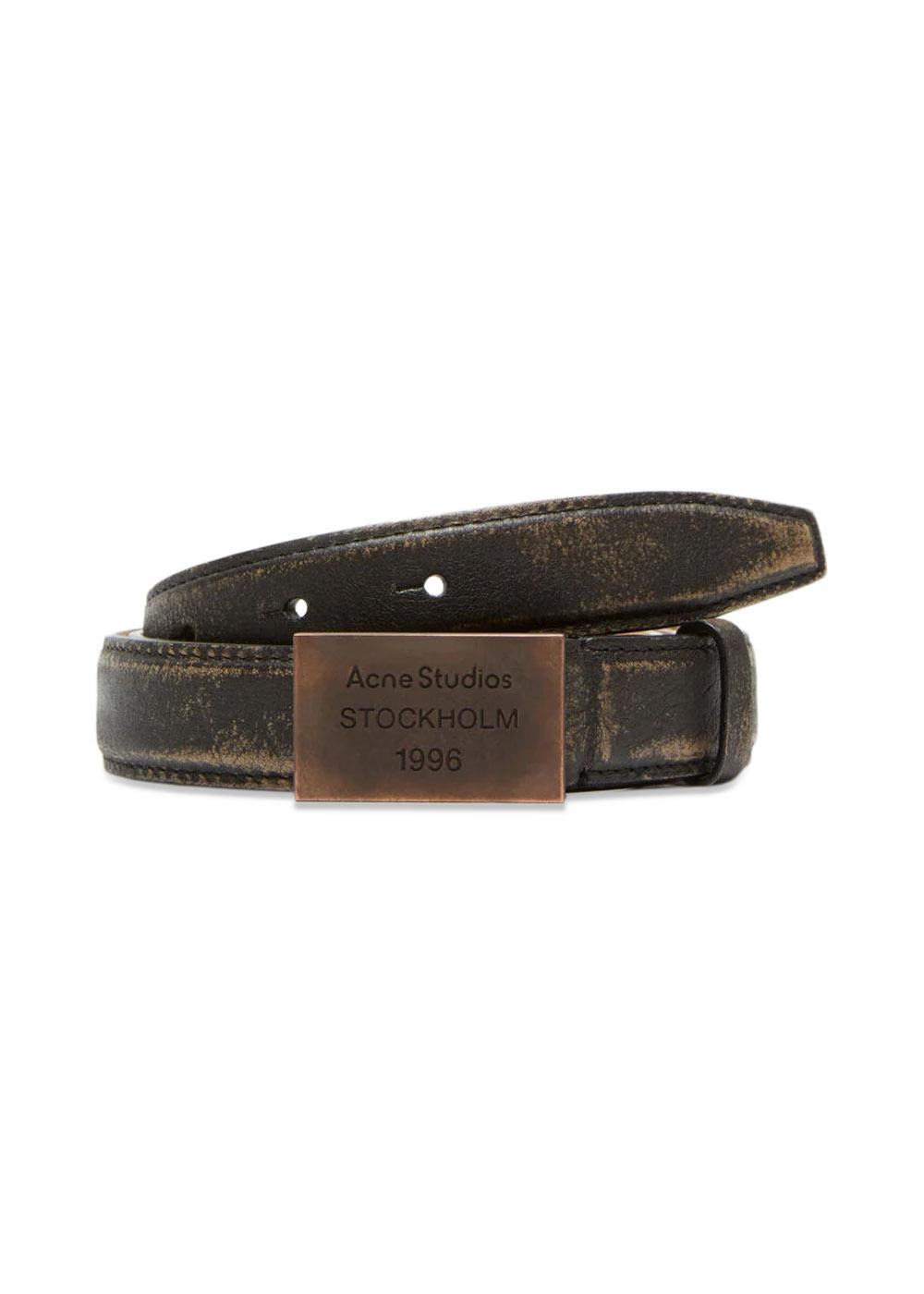 Engraved Logo Leather Belt - Dark Brown-Belts-Acne Studios-Butler Loftet