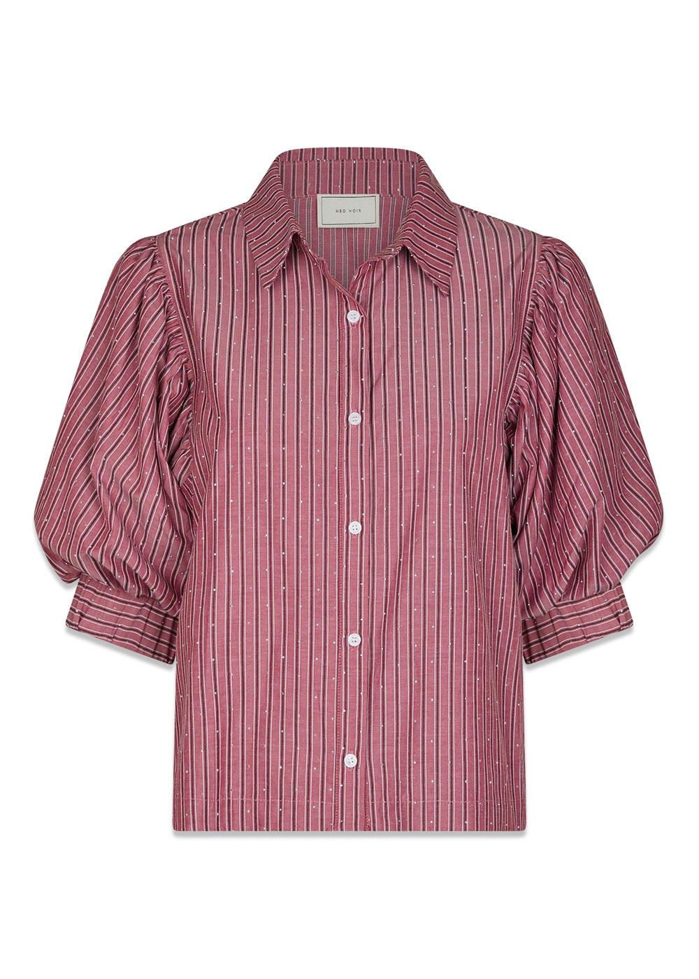 Etta Soft Stripe Stone Shirt - Dark Rose-Blouses-Neo Noir-Butler Loftet