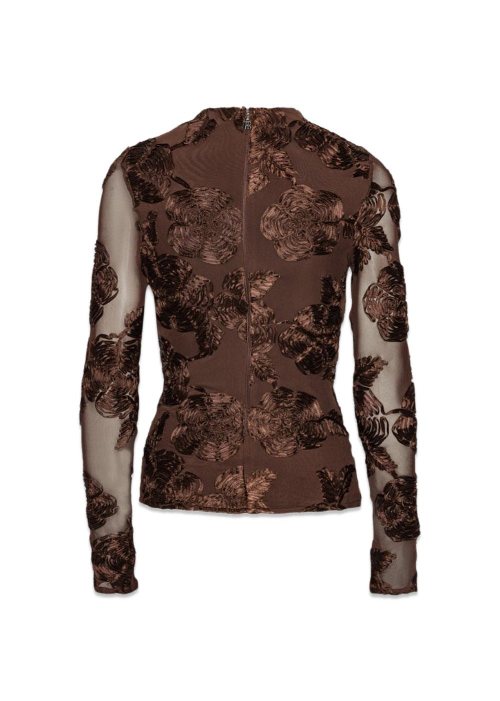 FLOWER MESH LS TOP - Chicory Coffee-Top-Rotate-Butler Loftet