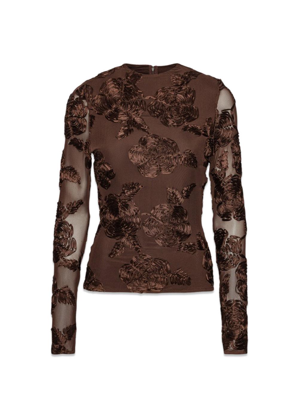 FLOWER MESH LS TOP - Chicory Coffee-Top-Rotate-Butler Loftet