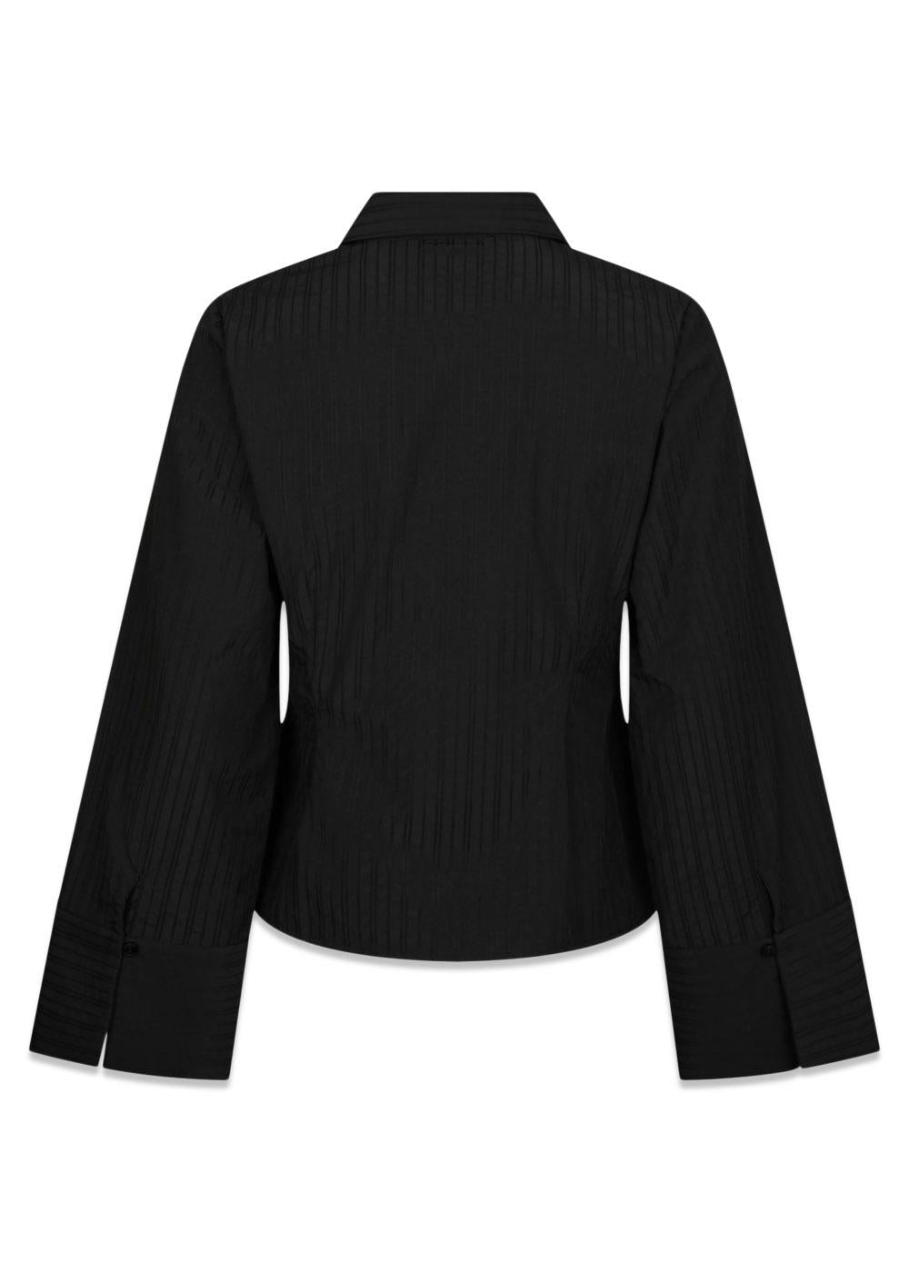 Fenli Tone Stripe Shirt - Black-Blouses-Neo Noir-Butler Loftet