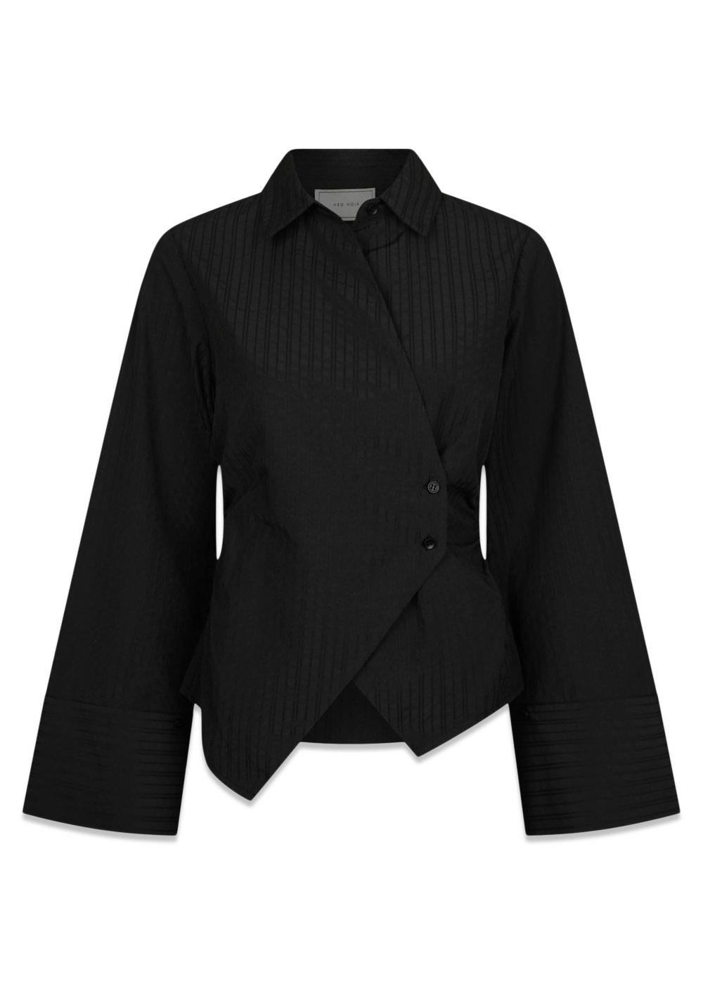 Fenli Tone Stripe Shirt - Black-Blouses-Neo Noir-Butler Loftet