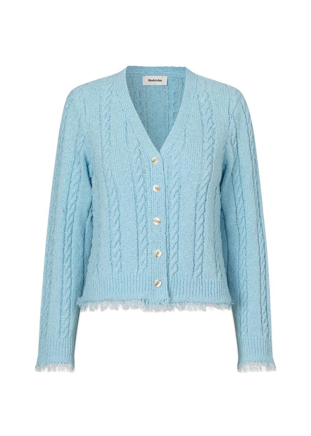 Modströms FinaMD cardigan - Cool Blue. Køb strik her.