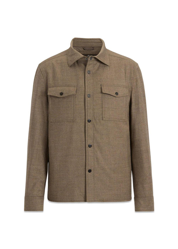 Flanell Shirt Jacket - Walnut Beige-Outerwear-Oscar Jacobson-Butler Loftet