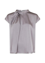 Fleur Drapy Satin Blouse - Grey