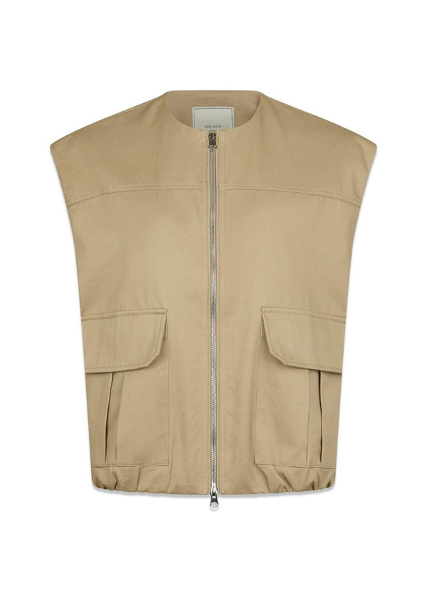 Flo Balloon Twill Vest - Taupe-Outerwear-Neo Noir-Butler Loftet