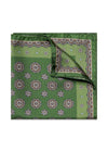 Floral Silk Pocket Square - Mid Green
