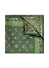 Floral Silk Pocket Square - Mid Green-Accessories-Eton-Butler Loftet